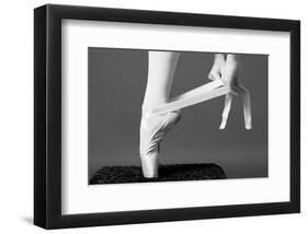 Ballerina Tying up Point Shoes-null-Framed Art Print