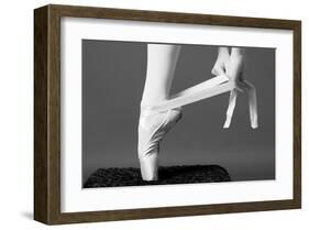 Ballerina Tying up Point Shoes-null-Framed Art Print