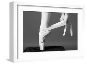 Ballerina Tying up Point Shoes-null-Framed Art Print