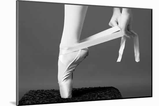 Ballerina Tying up Point Shoes-null-Mounted Art Print