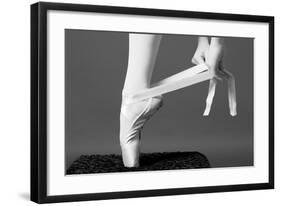 Ballerina Tying up Point Shoes-null-Framed Art Print