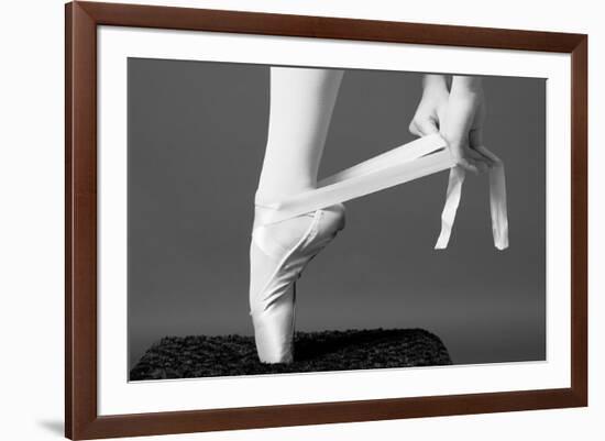 Ballerina Tying up Point Shoes-null-Framed Art Print