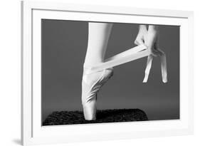 Ballerina Tying up Point Shoes-null-Framed Art Print