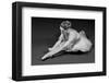Ballerina Tying Up Point Shoes-null-Framed Art Print