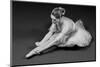 Ballerina Tying Up Point Shoes-null-Mounted Art Print