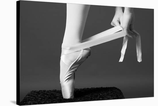 Ballerina Tying up Point Shoes-null-Stretched Canvas