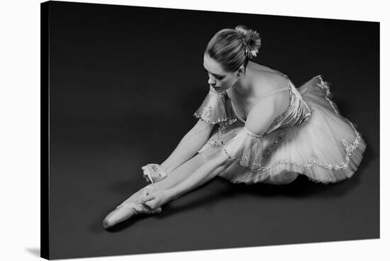 Ballerina Tying Up Point Shoes-null-Stretched Canvas
