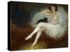 Ballerina with a Black Cat-Pierre Carrier-belleuse-Stretched Canvas