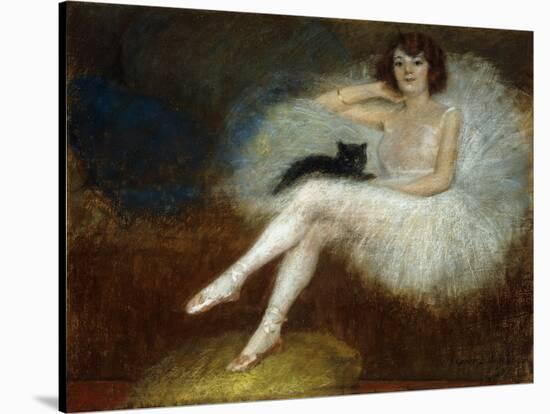 Ballerina with a Black Cat-Pierre Carrier-Belleuse-Stretched Canvas