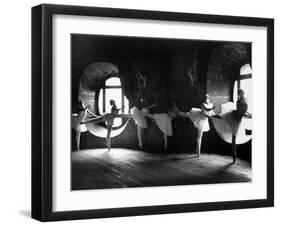 Ballerinas at Barre Against Round Windows During Rehearsal For "Swan Lake" at Grand Opera de Paris-Alfred Eisenstaedt-Framed Photographic Print