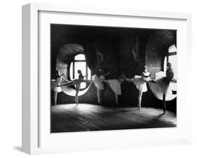 Ballerinas at Barre Against Round Windows During Rehearsal For "Swan Lake" at Grand Opera de Paris-Alfred Eisenstaedt-Framed Photographic Print