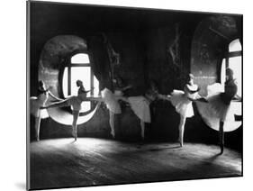 Ballerinas at Barre Against Round Windows During Rehearsal For "Swan Lake" at Grand Opera de Paris-Alfred Eisenstaedt-Mounted Photographic Print