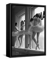 Ballerinas on Window Sill in Rehearsal Room at George Balanchine's School of American Ballet-Alfred Eisenstaedt-Framed Stretched Canvas