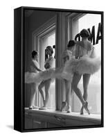 Ballerinas on Window Sill in Rehearsal Room at George Balanchine's School of American Ballet-Alfred Eisenstaedt-Framed Stretched Canvas