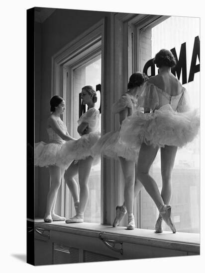 Ballerinas on Window Sill in Rehearsal Room at George Balanchine's School of American Ballet-Alfred Eisenstaedt-Stretched Canvas