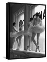 Ballerinas on Window Sill in Rehearsal Room at George Balanchine's School of American Ballet-Alfred Eisenstaedt-Framed Stretched Canvas