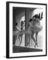 Ballerinas on Window Sill in Rehearsal Room at George Balanchine's School of American Ballet-Alfred Eisenstaedt-Framed Photographic Print