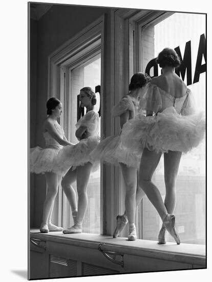 Ballerinas on Window Sill in Rehearsal Room at George Balanchine's School of American Ballet-Alfred Eisenstaedt-Mounted Photographic Print