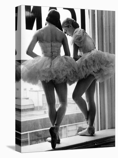 Ballerinas on Window Sill in Rehearsal Room at George Balanchine's School of American Ballet-Alfred Eisenstaedt-Stretched Canvas