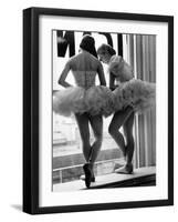 Ballerinas on Window Sill in Rehearsal Room at George Balanchine's School of American Ballet-Alfred Eisenstaedt-Framed Premium Photographic Print