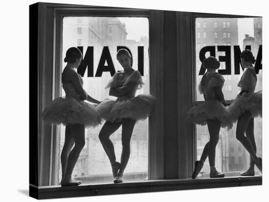 Ballerinas Standing on Window Sill in Rehearsal Room, George Balanchine's School of American Ballet-Alfred Eisenstaedt-Stretched Canvas