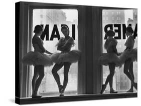 Ballerinas Standing on Window Sill in Rehearsal Room, George Balanchine's School of American Ballet-Alfred Eisenstaedt-Stretched Canvas