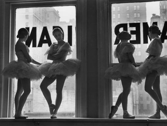 Ballerinas Standing on Window Sill in Rehearsal Room, George Balanchine's of American Ballet' Photographic Print Alfred Eisenstaedt |