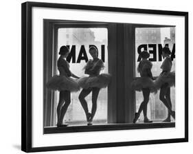 Ballerinas Standing on Window Sill in Rehearsal Room, George Balanchine's School of American Ballet-Alfred Eisenstaedt-Framed Photographic Print