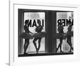 Ballerinas Standing on Window Sill in Rehearsal Room, George Balanchine's School of American Ballet-Alfred Eisenstaedt-Framed Photographic Print