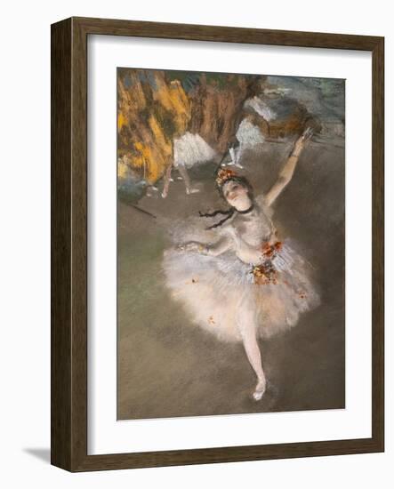 Ballet (also known as “L'Etoile”) (detail). 1876-1877. Pastel on monotype.-Edgar Degas-Framed Giclee Print