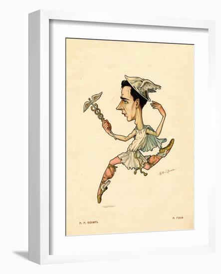 Ballet Dancer and Choreograf Michel Fokine (From: Russian Ballet in Caricature), 1902-1905-Nikolai Gustavovich Legat-Framed Giclee Print