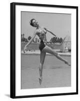 Ballet Dancer Cyd Charisse Who Aspires to be a Movie Star at Santa Monica Beach-Peter Stackpole-Framed Premium Photographic Print