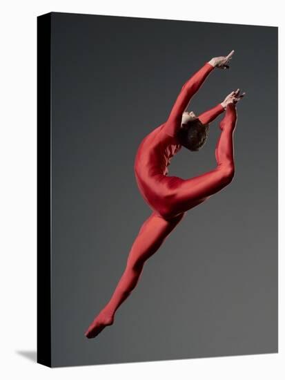 Ballet Dancer in Red Leotard-Erik Isakson-Stretched Canvas