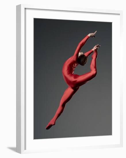 Ballet Dancer in Red Leotard-Erik Isakson-Framed Photographic Print