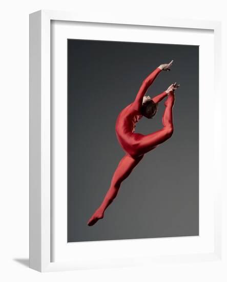 Ballet Dancer in Red Leotard-Erik Isakson-Framed Photographic Print