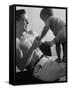 Ballet Dancer Jacques D'Amboise with His Son Christopher-John Dominis-Framed Stretched Canvas