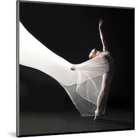 Ballet Dancer Jump White Veil-null-Mounted Art Print