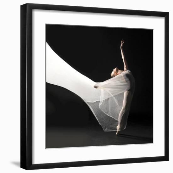 Ballet Dancer Jump White Veil-null-Framed Art Print