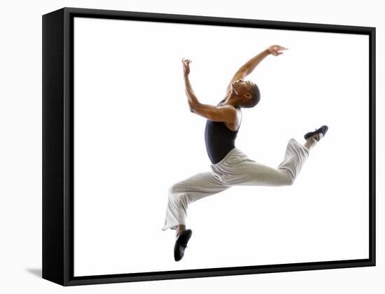 Ballet Dancer Mid-air in Jump-Tim Pannell-Framed Stretched Canvas