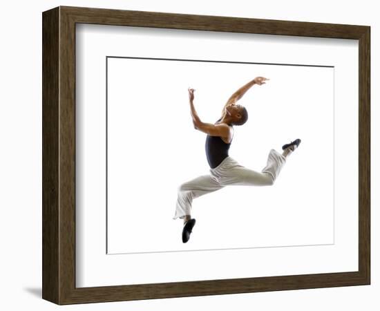 Ballet Dancer Mid-air in Jump-Tim Pannell-Framed Photographic Print