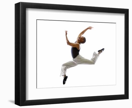 Ballet Dancer Mid-air in Jump-Tim Pannell-Framed Photographic Print