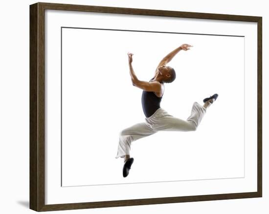 Ballet Dancer Mid-air in Jump-Tim Pannell-Framed Photographic Print