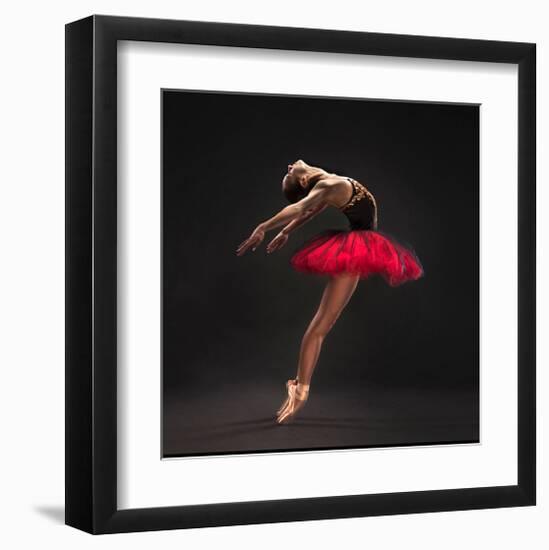 Ballet Dancer Red Tutu-null-Framed Art Print