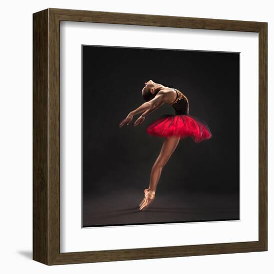 Ballet Dancer Red Tutu-null-Framed Art Print