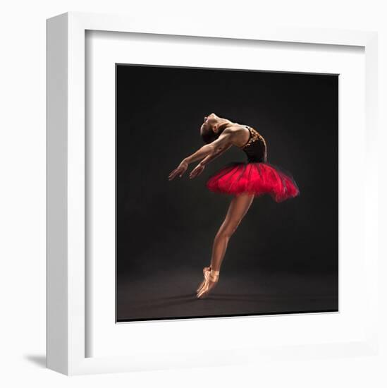 Ballet Dancer Red Tutu-null-Framed Art Print