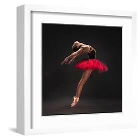 Ballet Dancer Red Tutu-null-Framed Art Print