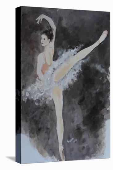 Ballet Dancer with Pink Top 2015-Susan Adams-Stretched Canvas