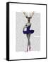 Ballet Deer in Blue-Fab Funky-Framed Stretched Canvas