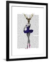 Ballet Deer in Blue-Fab Funky-Framed Art Print