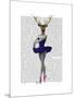 Ballet Deer in Blue-Fab Funky-Mounted Art Print